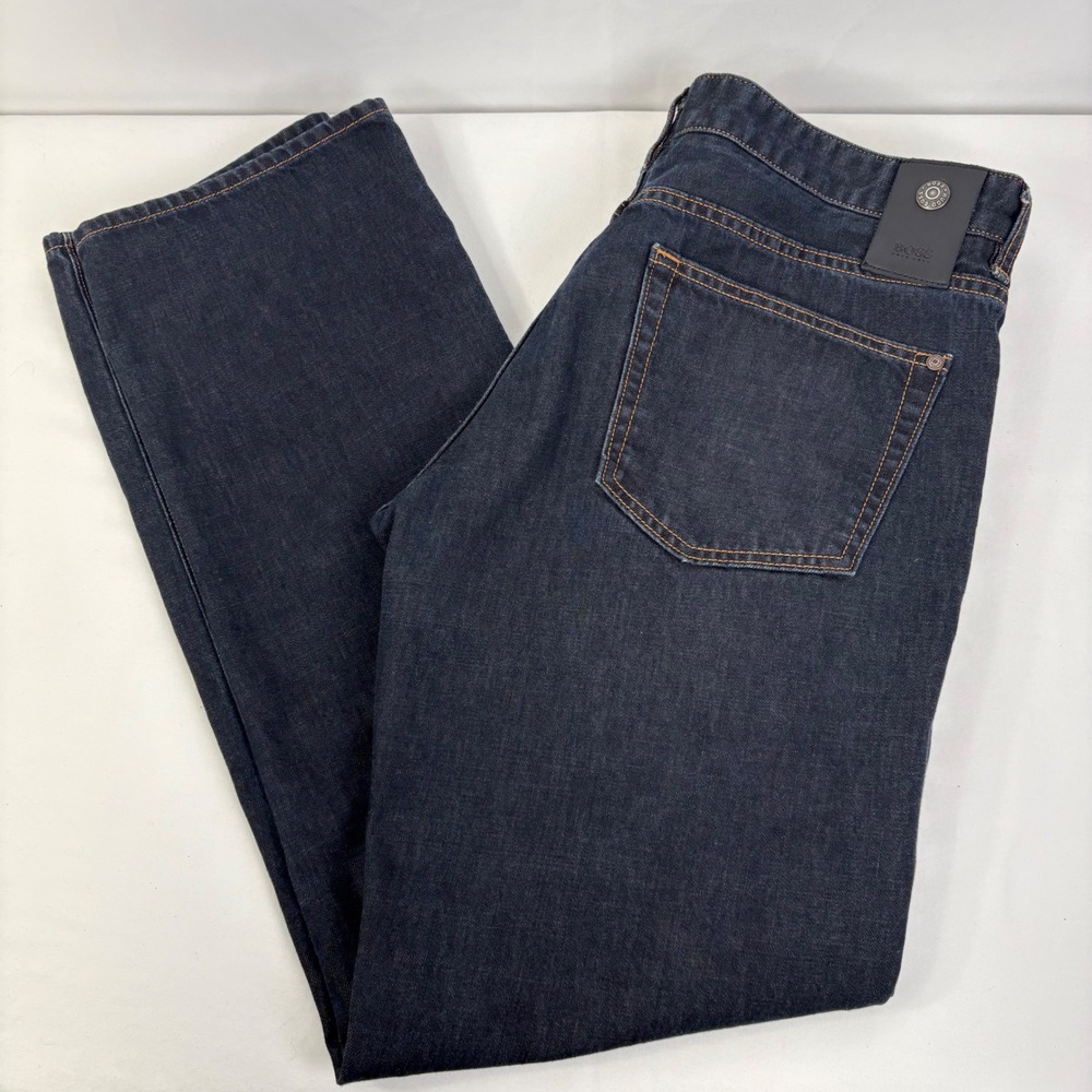 Hugo Boss Men's Kansas Reg Fit Dark Wash Straight Leg Denim Jeans 38x34 (38x33)